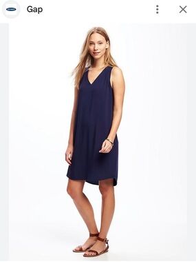 GAP Navy V-Back Midi Dress with Tie size Large